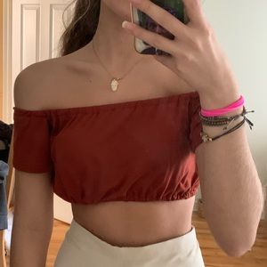 Red off shoulders crop top